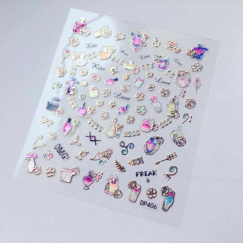 3D Metal Jewelry Designer Charming Nail Stickers On Nails